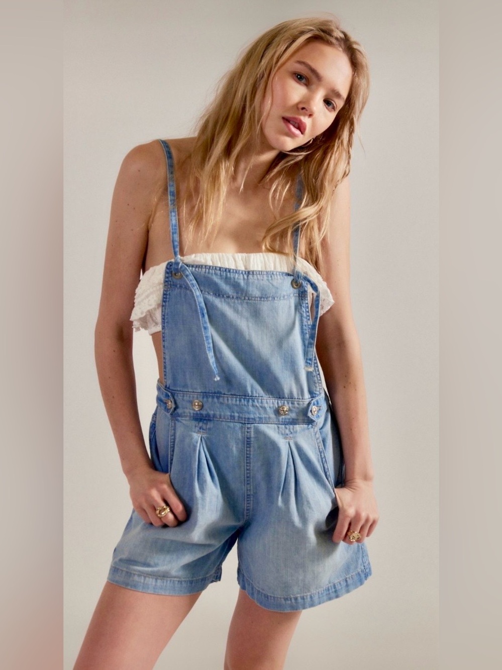 NWT FREE PEOPLE WE THE FREE AXEL DENIM SHORTALLS SECRET OASIS